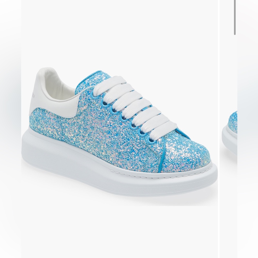 Alexander McQueen Blue Glitter Sneakers